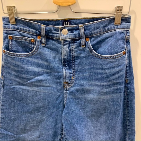GAP sz 28 High Rise Super Wide-Leg Medium Indigo Crop Women’s Jeans - Picture 3 of 8